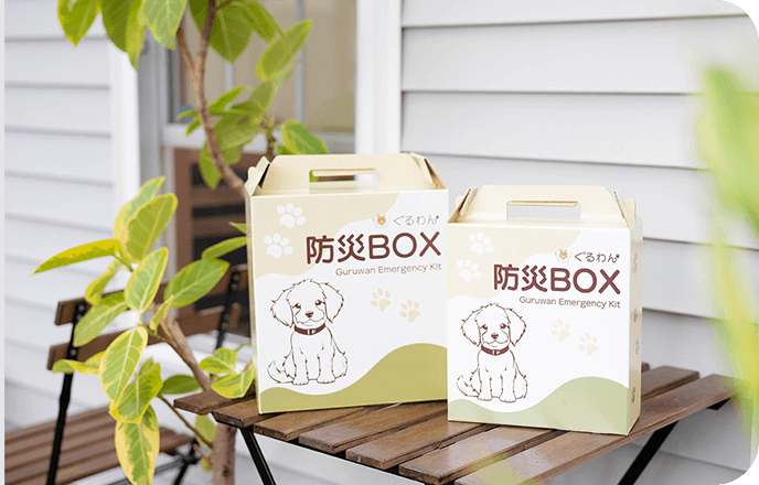 外の台の上に置かれている防災BOX